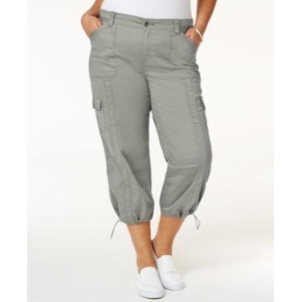 STYLE & CO Comfort Waist Gray Bungee Capris - Misty Harbor - Size 20W